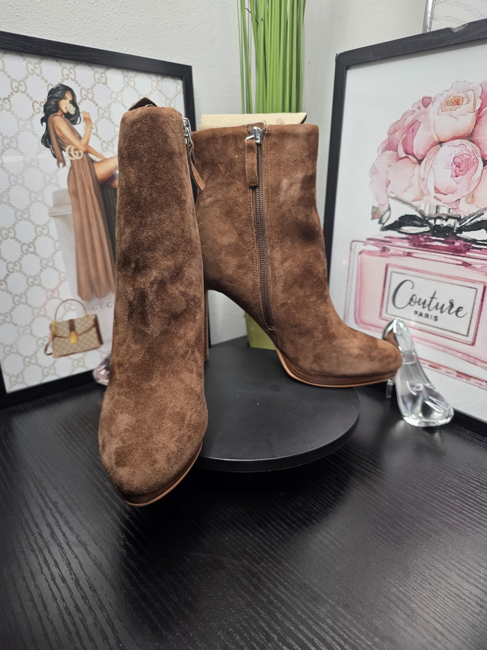 Nine West Brown Suede Ankle Booties